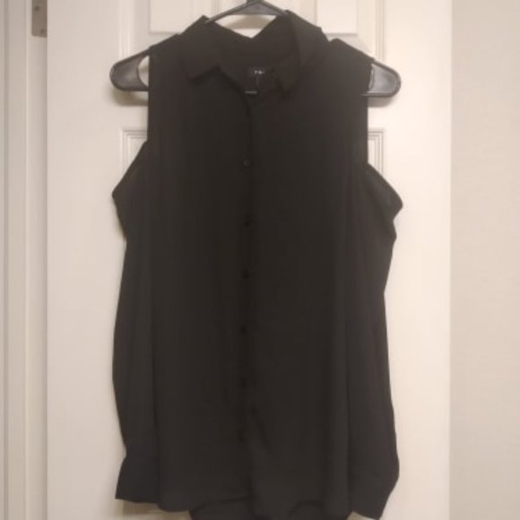 Trouvé Cold Shoulder Button-Up Silk Blouse - Picture 2 of 7